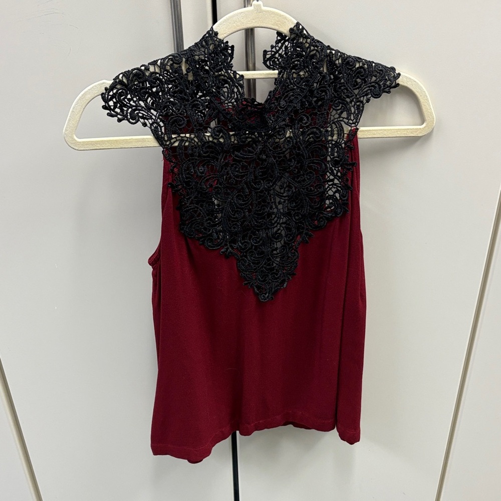 Audrey 3+1 Black Lace and Red Blouse